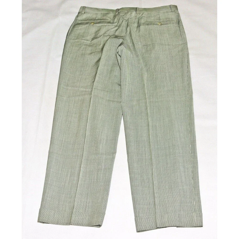 Zanella Benny Mens Dress Slacks Flat Front Cuffed Striped Trousers Pants Size 36